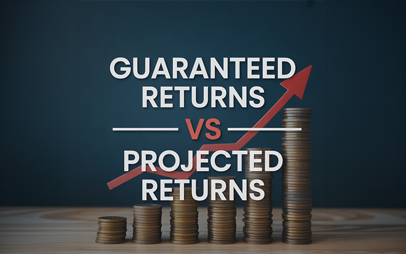 A visual representation of Guaranteed Returns vs Projected Returns